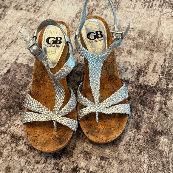 Gianni Bini Silver Wedge Sandals - Picture 2 of 5